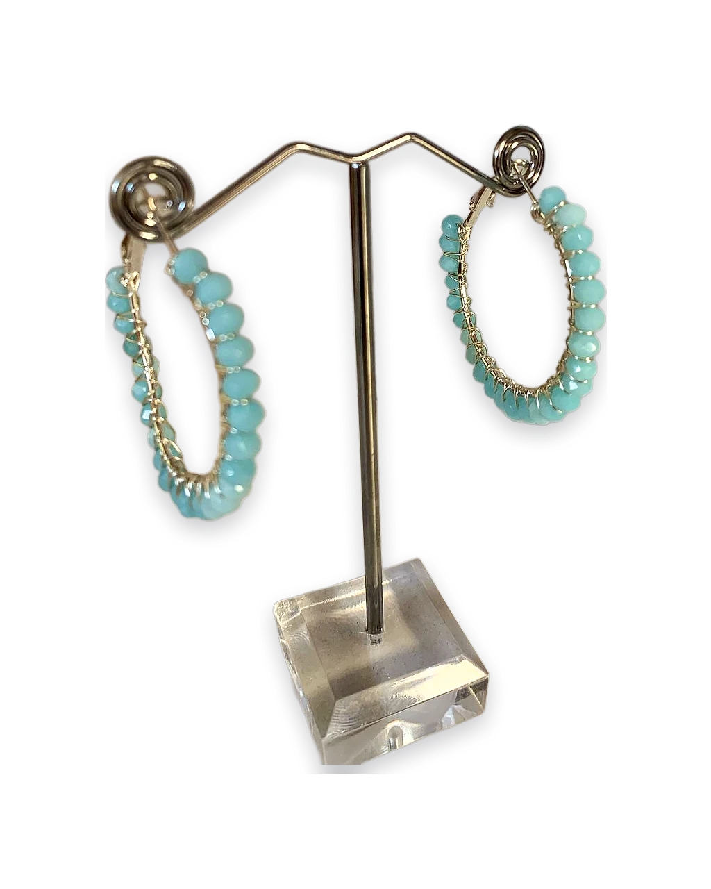 Argollas turquesa con plateado