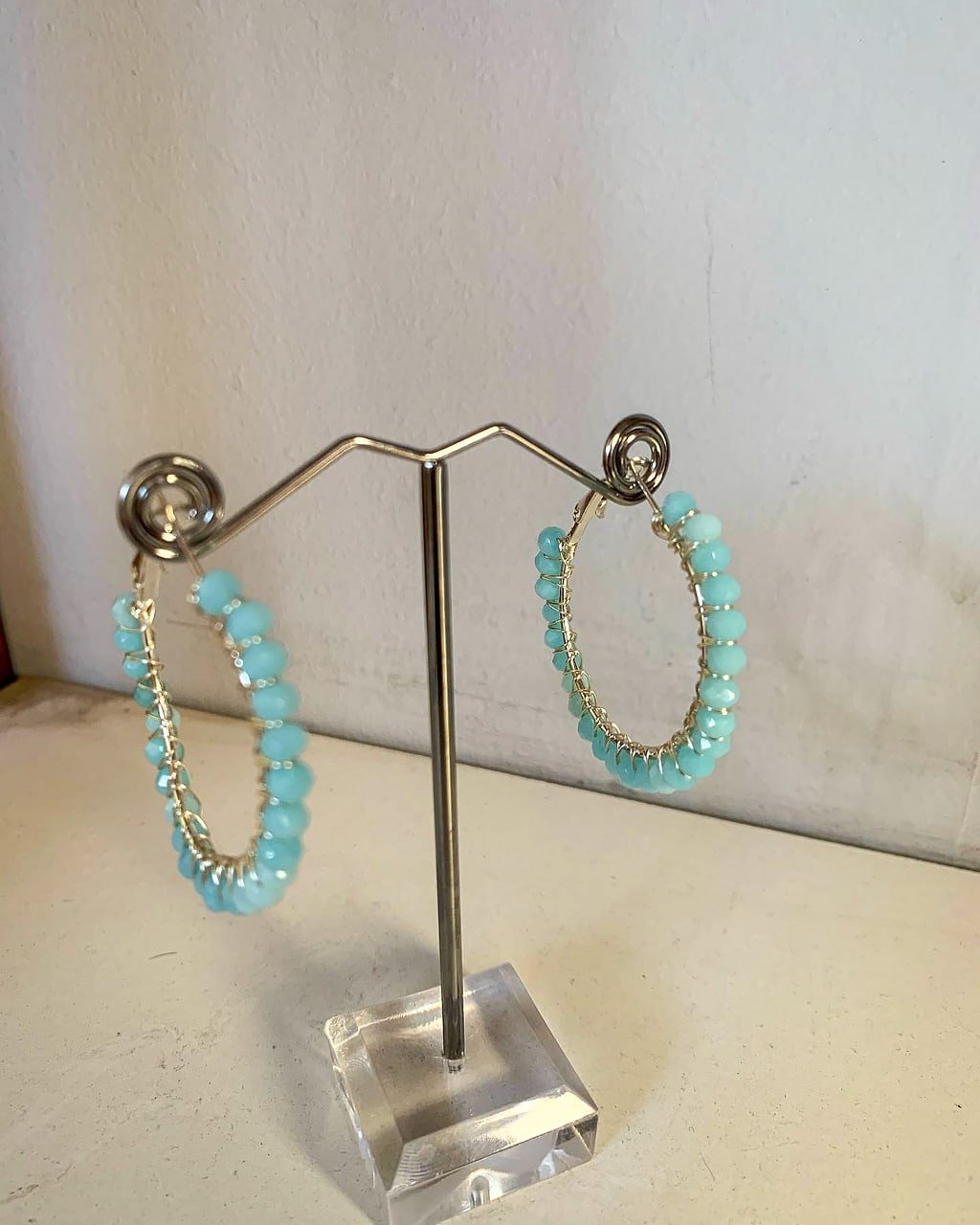 Argollas turquesa con plateado