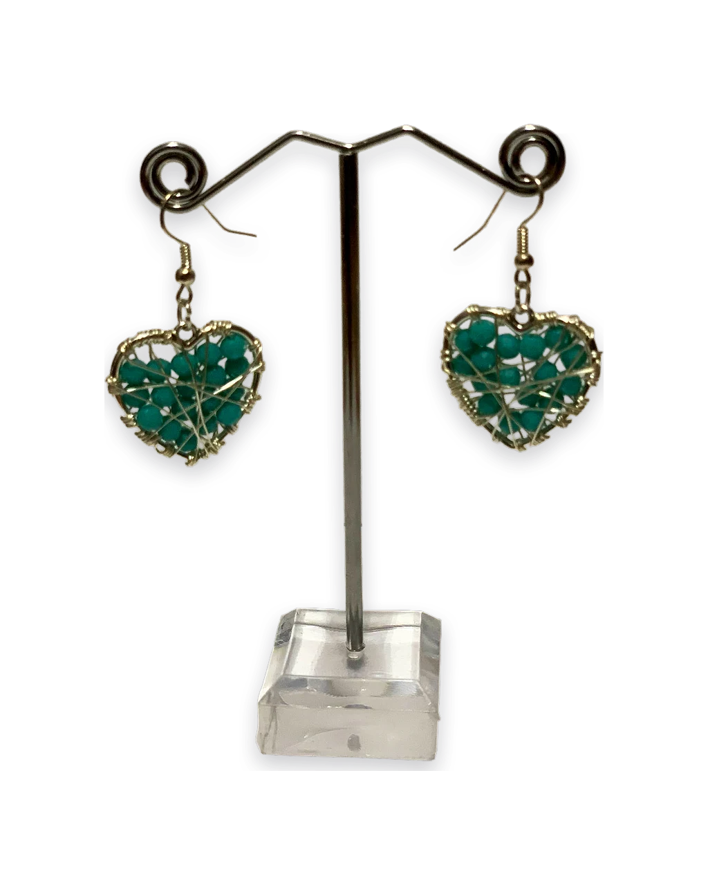 Aros corazón turquesa en plata