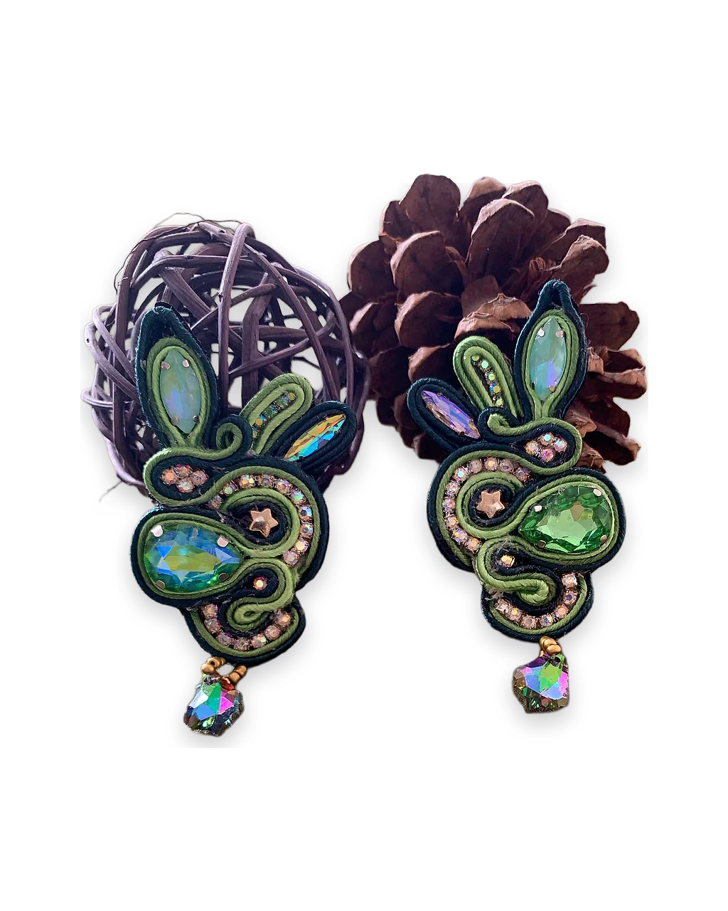 Aros soutache tonos verdes